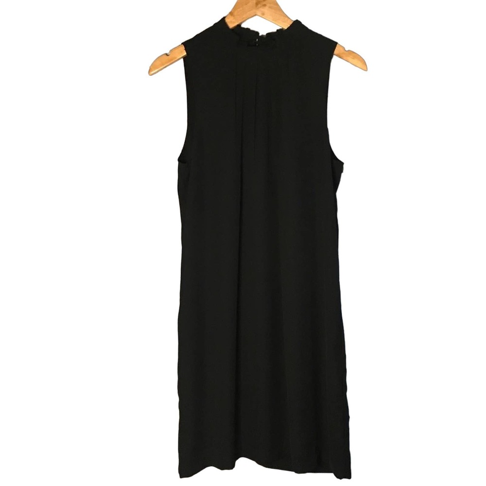 H&M Black Sleeveless  Pleated Ruffled  Neckline Dress